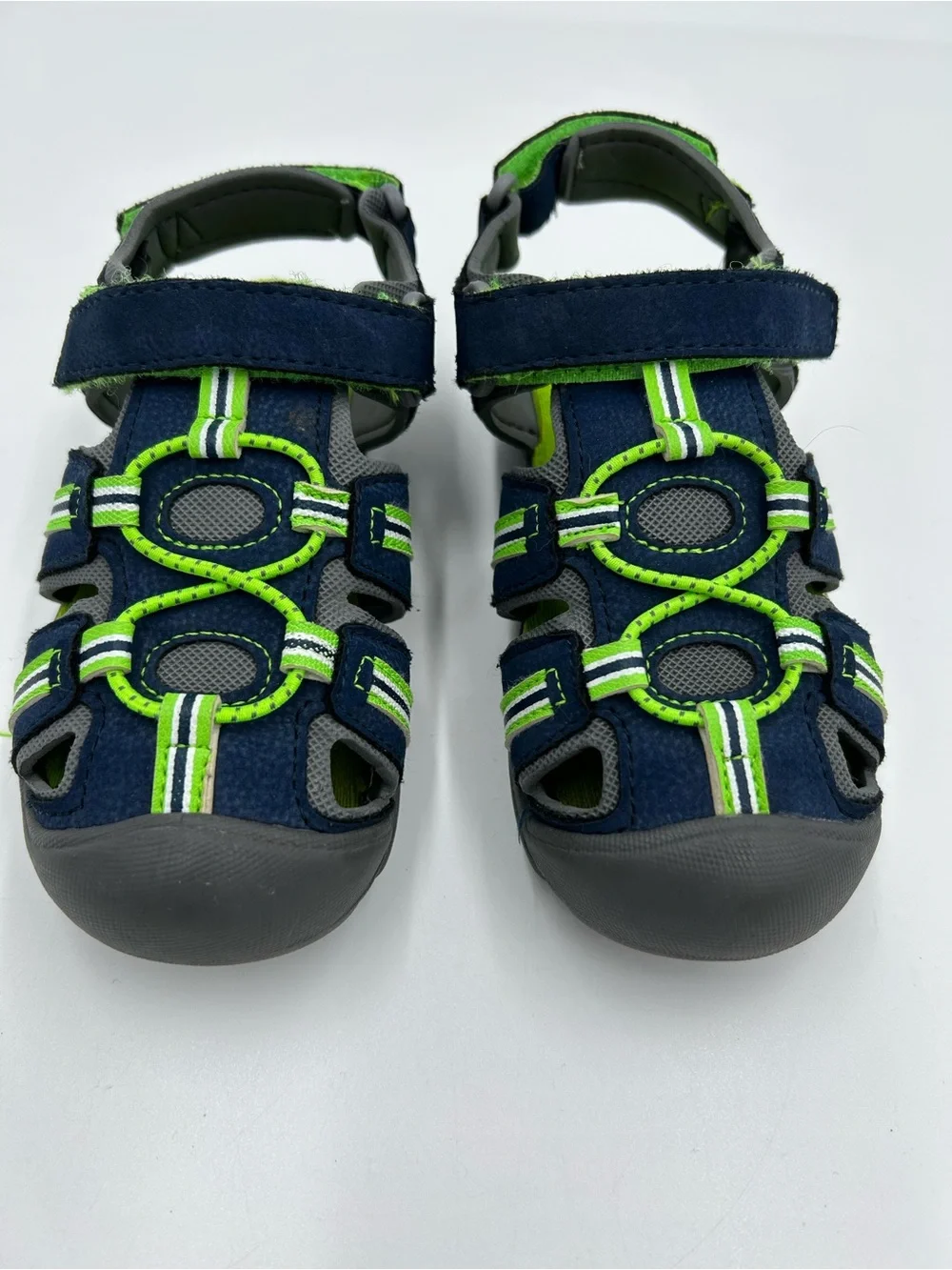 Cat & Jack Kids Navy and Lime Green Outdoor Sandals 11